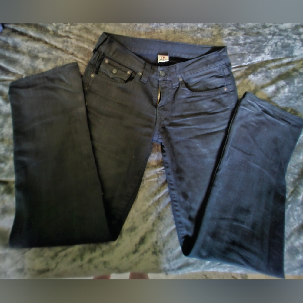 Mens True Religion Dark Black Denim Jeans